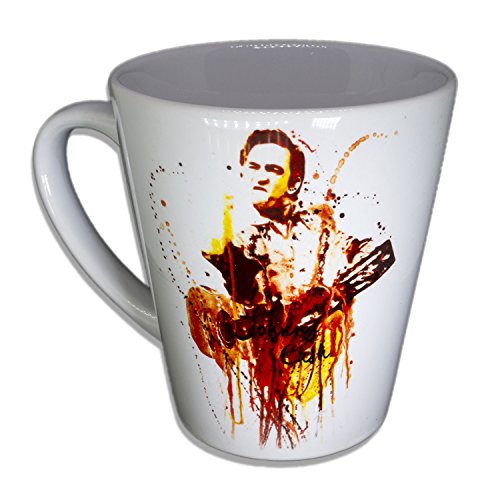 Johnny Cash - Handarbeit Designer Tasse aus brillanten Porzellan Unikat - Tasse, Becher, Kaffeetasse, Teetasse Keramik Tasse, 330ml, Geschenk für Freunde von Paul Sinus Art Keramik