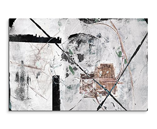 Paul Sinus Art 120x80cm Leinwandbild Leinwanddruck Kunstdruck Wandbild weiß grau schwarz braun Striche von Paul Sinus Art