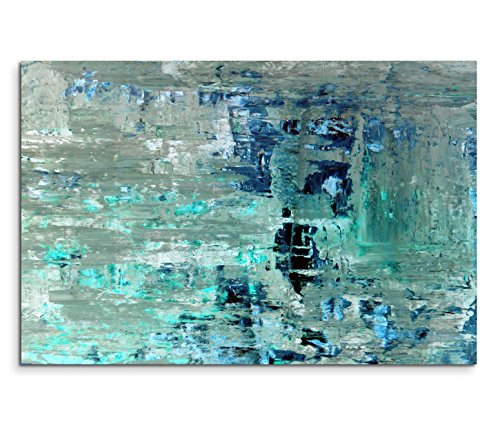 Paul Sinus Art 120x80cm Leinwandbild auf Keilrahmen Kunstmalerei blau grün abstrakt Wandbild auf Leinwand als Panorama , Küche von Paul Sinus Art