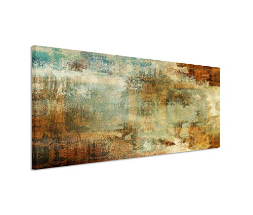 Paul Sinus Art 150x50cm Leinwandbild auf Keilrahmen Acryl Malerei abstrakt blau braun rot beige Wandbild auf Leinwand als Panorama von Paul Sinus Art