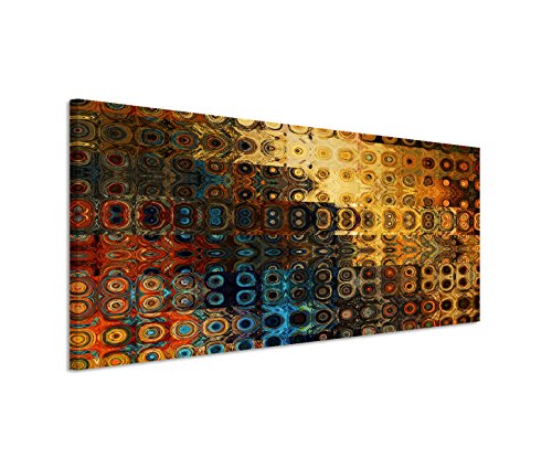 Paul Sinus Art 150x50cm Leinwandbild auf Keilrahmen Hintergrund abstrakt blau rot braun gelb Wandbild auf Leinwand als Panorama von Paul Sinus Art