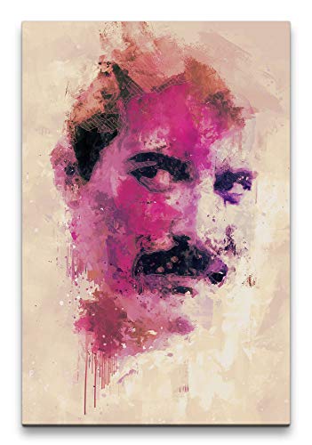 Freddie Mercury Queen Porträt Abstrakt Kunst Musiklende 60x90cm Leinwandbild von Paul Sinus Art