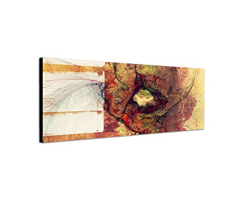 Herbstfarben Braun Rot Gelb Grün Abstraktes Bild auf Leinwand Abstrakt164- dekoratives Panoramabild Wandbild 150x50cm schlicht stilvoll zeitlose Wohraumdeko TOP Kunstdruck Eyecatcher Blickfang von Paul Sinus Art