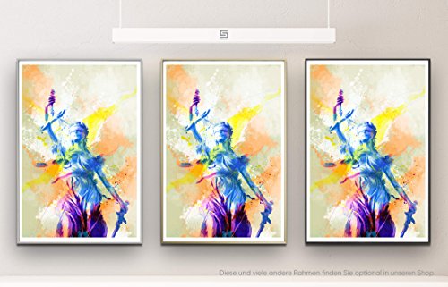 Justicia I 90x60cm auf Masterclass Metallic Pearl High Gloss Photo Paper inklusive Aluminium Wechselrahmen schwarz mit Glas und Rückwand fertig gerahmt von Paul Sinus Art