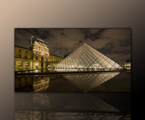 LE LOUVRE - DER LOUVRE - Bilder zum Verlieben - Keilrahmen Wandbild (Louvre Pyramid 60x110cm) Museen der Welt - Paris auf ECHTER Leinwand gerahmt - Bilder fertig gerahmt mit Keilrahmen riesig. Ausführung Kunstdruck auf Leinwand. Günstig inkl Rahmen von Paul Sinus Art