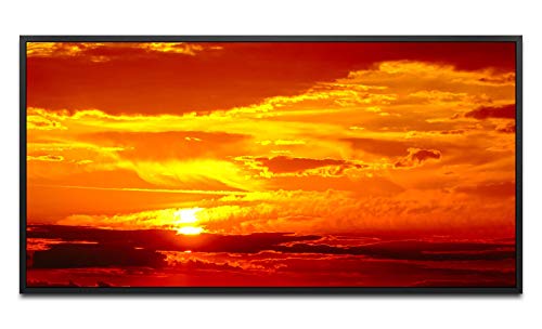 Landschaft mit Sonnenuntergang ca. 130x70cm Wandbild inklusive Schattenfugenrahmen schwarz - Panorama Leinwand Bild XXL Format Wandbilder Wohnzimmer Wohnung Deko Kunstdrucke von Paul Sinus Art