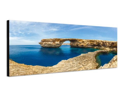 Malta Felssteine Naturwunder Gozo Insel 150x50cm Breitbild als Panorama auf Leinwand und Keilrahmen fertig zum aufhängen - Unsere Breitbild als Panoramaer auf Leinwand bestechen durch ihre ungewöhnlichen Formate und dem extrem detaillierten Druck aus bis zu 100 Megapixel hoch aufgelösten Panoramafotos. Damit garantieren unsere Bilder einen fantastischen Bildeindruck, leuchtende Farben und gestochen scharfe Details. Qualität aus Deutschland von Paul Sinus Art