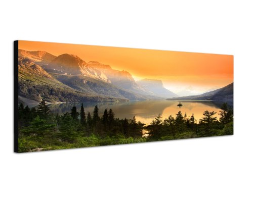 Montana Bergkulisse Nationalpark 150x50cm Breitbild als Panorama auf Leinwand und Keilrahmen fertig zum aufhängen - Unsere Breitbild als Panoramaer auf Leinwand bestechen durch ihre ungewöhnlichen Formate und dem extrem detaillierten Druck aus bis zu 100 Megapixel hoch aufgelösten Panoramafotos. Damit garantieren unsere Bilder einen fantastischen Bildeindruck, leuchtende Farben und gestochen scharfe Details. Qualität aus Deutschland von Paul Sinus Art