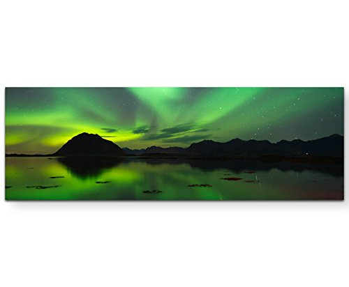 Paul Sinus Art Nordlichter Wandbild Polarlicht grün - Panoramabild auf Leinwand in 120x40cm von Paul Sinus Art