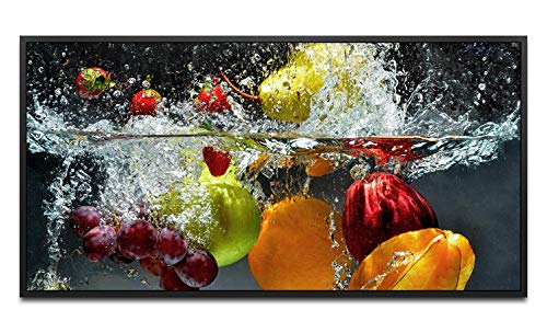 Obst und Gemüse in Wasser ca. 130x70cm Wandbild inklusive Schattenfugenrahmen schwarz - Panorama Leinwand Bild XXL Format Wandbilder Wohnzimmer Wohnung Deko Kunstdrucke von Paul Sinus Art