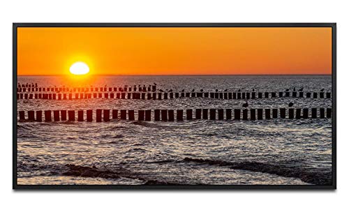 Ostsee Sonnenuntergang ca. 130x70cm Wandbild inklusive Schattenfugenrahmen schwarz - Panorama Leinwand Bild XXL Format Wandbilder Wohnzimmer Wohnung Deko Kunstdrucke von Paul Sinus Art