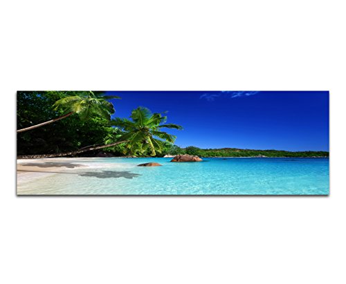 Panoramabild XXL auf Leinwand und Keilrahmen 180x70cm Seychellen Strand Meer Palmen von Paul Sinus Art