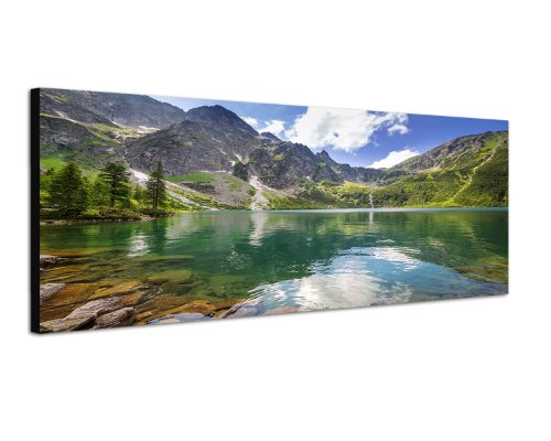 Paul Sinus Art Panoramabild auf Leinwand und Keilrahmen 120x40cm Polen Berge Bergsee Wolken Natur, Küche von Paul Sinus Art