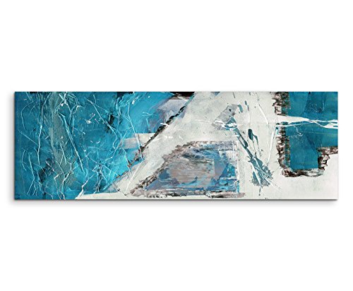 Paul Sinus Art 120x40cm Panoramabild abstrakt Leinwanddruck Kunstdruck Wandbild blau beige schwarz Struktur von Paul Sinus Art
