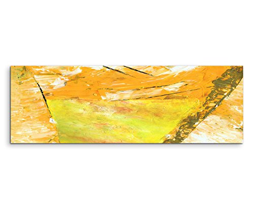 Paul Sinus Art 120x40cm Panoramabild abstrakt Leinwanddruck Kunstdruck Wandbild orange gelb grün gemalt von Paul Sinus Art