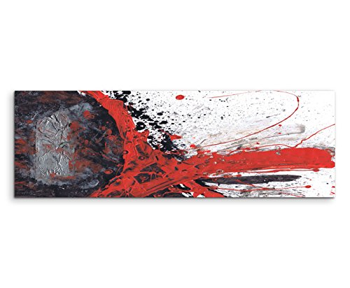 120x40cm Panoramabild abstrakt Leinwanddruck Kunstdruck Wandbild rot schwarz grau weiß gemalt 120x40cm Panoramabild abstrakt Leinwanddruck Kunstdruck Wandbild rot schwarz grau weiß gemalt von Paul Sinus Art