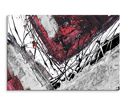 Paul Sinus Art 120x80cm Leinwandbild Leinwanddruck Kunstdruck Wandbild rot schwarz grau weiß Ecken von Paul Sinus Art
