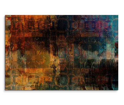 Paul Sinus Art 120x80cm Leinwandbild auf Keilrahmen Malerei Acryl orange grün blau schwarz abstrakt Wandbild auf Leinwand als Panorama von Paul Sinus Art