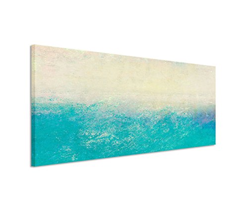 Paul Sinus Art 150x50cm Leinwandbild auf Keilrahmen Hintergrund abstrakt blau Creme Wandbild auf Leinwand als Panorama von Paul Sinus Art