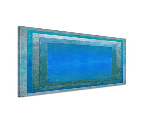 Paul Sinus Art 150x50cm Leinwandbild auf Keilrahmen Hintergrund abstrakt blau grau grün Wandbild auf Leinwand als Panorama von Paul Sinus Art