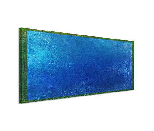 Paul Sinus Art 150x50cm Leinwandbild auf Keilrahmen Hintergrund abstrakt blau grün Wandbild auf Leinwand als Panorama von Paul Sinus Art