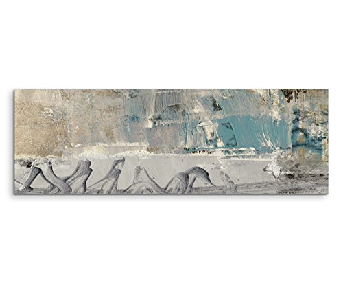 Paul Sinus Art 150x50cm Panoramabild abstrakt Leinwanddruck Kunstdruck Wandbild blau grau braun gemalt von Paul Sinus Art