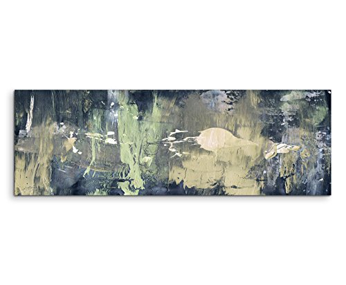 Paul Sinus Art 150x50cm Panoramabild abstrakt Leinwanddruck Kunstdruck Wandbild blau grün beige gemalt von Paul Sinus Art