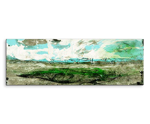 Paul Sinus Art 150x50cm Panoramabild abstrakt Leinwanddruck Kunstdruck Wandbild blau grün braun schwarz gemalt von Paul Sinus Art