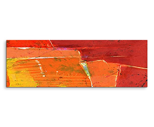 Paul Sinus Art 150x50cm Panoramabild abstrakt Leinwanddruck Kunstdruck Wandbild gelb rot orange gemalt von Paul Sinus Art