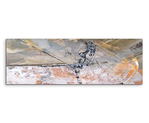 Paul Sinus Art 150x50cm Panoramabild abstrakt Leinwanddruck Kunstdruck Wandbild grau schwarz gelb beige von Paul Sinus Art