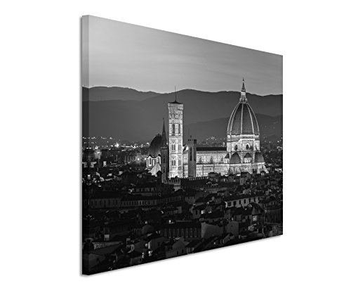 Paul Sinus Art 50x70cm Leinwandbild schwarz weiß in Topqualität Kathedrale von Florenz Sonnenuntergang von Paul Sinus Art