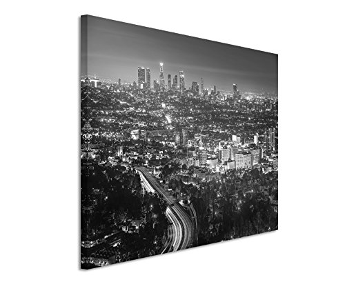 Paul Sinus Art 50x70cm Leinwandbild schwarz weiß in Topqualität Los Angeles USA Stadt von Paul Sinus Art