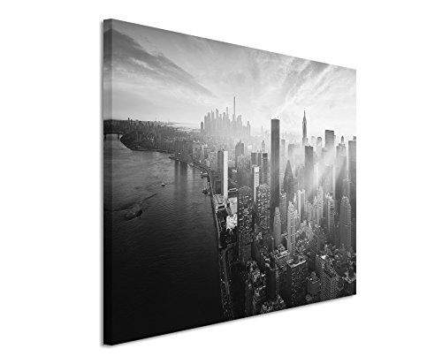 Paul Sinus Art 50x70cm Leinwandbild schwarz weiß in Topqualität New York City Sonnenstrahlen von Paul Sinus Art