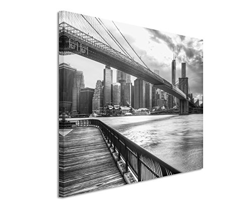 Paul Sinus Art 50x70cm Leinwandbild schwarz weiß in Topqualität Ufer New York City von Paul Sinus Art