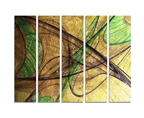 Paul Sinus Art 5x30x120cm Abstrakt022_ (Gesamt 160x120cm) Abstrakte braun grün schwarz Kunst Kunstdruck auf Leinwand Zeitloses Wohnambiente TOP Moderne Wandgestaltung von Paul Sinus Art