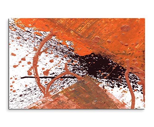 Paul Sinus Art 80x60cm Fotoleinwand Leinwanddruck Kunstdruck Wandbild orange schwarz weiß Tropfen von Paul Sinus Art