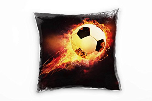 Paul Sinus Art Abstrakt, Fußball in Flamen, Feuer, orange, rot Deko Kissen 40x40cm für Couch Sofa Lounge Zierkissen - Dekoration zum Wohlfühlen von Paul Sinus Art