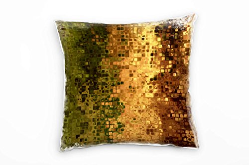 Paul Sinus Art Abstrakt, Pixel, Reflexion, grün, Gold, braun Deko Kissen 40x40cm für Couch Sofa Lounge Zierkissen - Dekoration zum Wohlfühlen von Paul Sinus Art