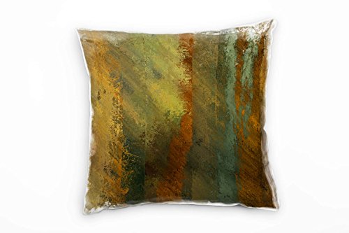 Paul Sinus Art Abstrakt, grün, braun, Gold, orange, gemalt Deko Kissen 40x40cm für Couch Sofa Lounge Zierkissen - Dekoration zum Wohlfühlen von Paul Sinus Art