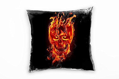 Paul Sinus Art Abstrakt, rot, schwarz, Totenkopf, Flamen Deko Kissen 40x40cm für Couch Sofa Lounge Zierkissen - Dekoration zum Wohlfühlen von Paul Sinus Art