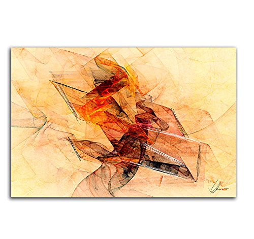 Paul Sinus Art Abstrakte Bilder 120x80cm Abstrakt205 beige orange schwarz Kunstdrucke auf Leinwand fertig bespannt Einteiler von Paul Sinus Art