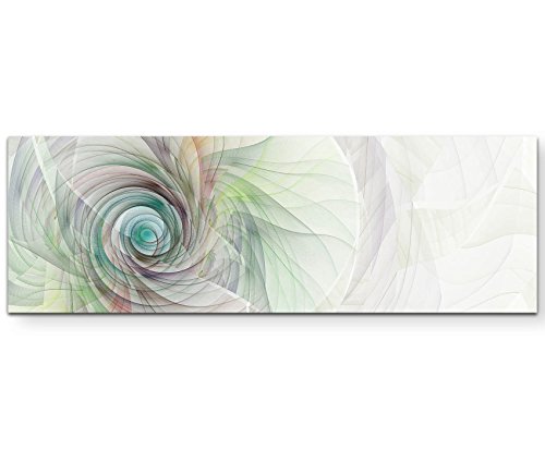 Paul Sinus Art Abstraktes Bild – Spirale aus feinen bunten Linien - Panoramabild auf Leinwand in 150x50cm von Paul Sinus Art