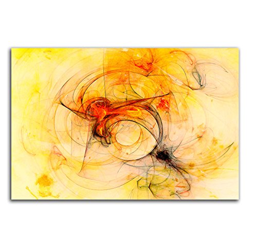 Paul Sinus Art Abstraktes Wandbild 120x80cm Abstrakt233 rot orange gelb beige schwarz Kunstdrucke auf Leinwand fertig bespannt Einteiler von Paul Sinus Art