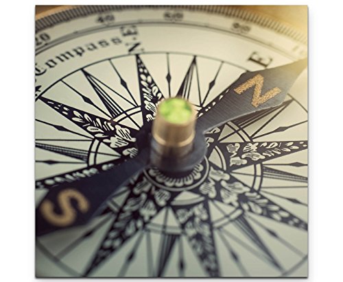 Paul Sinus Art Antiker Kompass, Großaufnahme Leinwandbild quadratisch 60x60cm von Paul Sinus Art