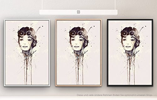 Paul Sinus Art Audrey Hepburn IV 90x60cm auf Leinwand im Schattenfugenrahmen Weiss von Paul Sinus Art