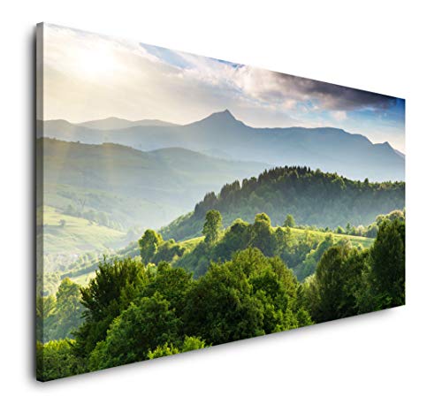 Paul Sinus Art Bepflanzte Berge 120x 60cm Panorama Leinwand Bild XXL Format Wandbilder Wohnzimmer Wohnung Deko Kunstdrucke von Paul Sinus Art