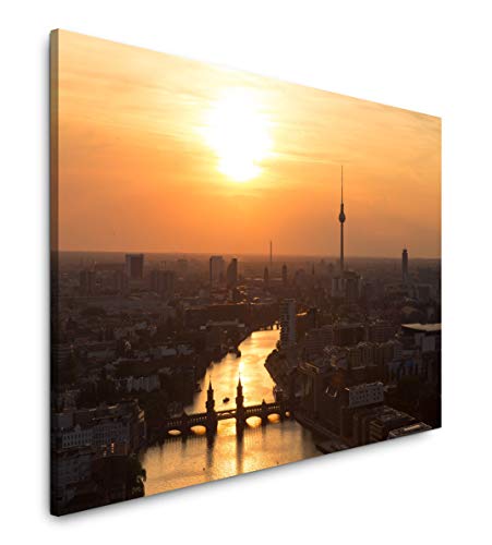 Paul Sinus Art Berlin Sonnenuntergang 180 x 120 cm Inspirierende Fotokunst in Museums-Qualität für Ihr Zuhause als Wandbild auf Leinwand in XXL Format von Paul Sinus Art