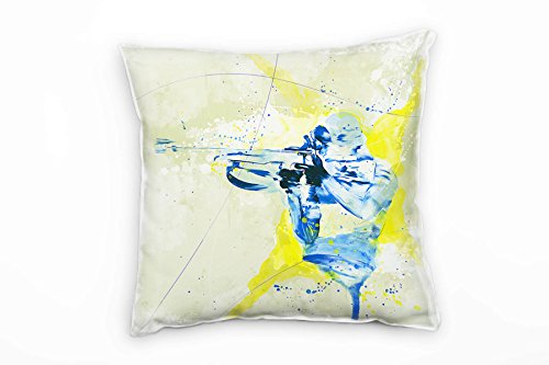 Paul Sinus Art Biathlon I Deko Kissen Bezug 40x40cm für Couch Sofa Lounge Zierkissen - Dekoration zum Wohlfühlen von Paul Sinus Art