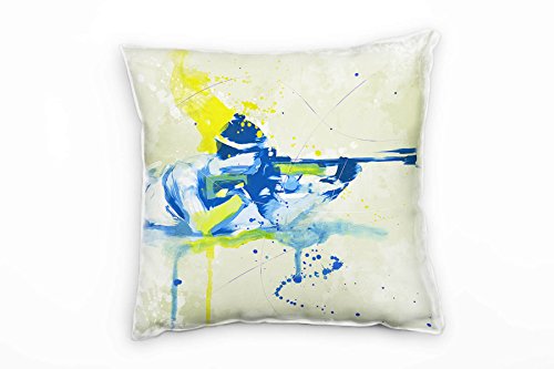 Paul Sinus Art Biathlon IV Deko Kissen Bezug 40x40cm für Couch Sofa Lounge Zierkissen - Dekoration zum Wohlfühlen von Paul Sinus Art