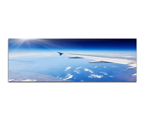 Paul Sinus Art Bilder Wand Bild - Kunstdruck 150x50cm Flugzeug Flügel Himmel Wolken von Paul Sinus Art